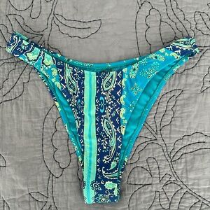 Gone Coastal Blue Paisley Print Low Rise Bikini Bottoms Lulus